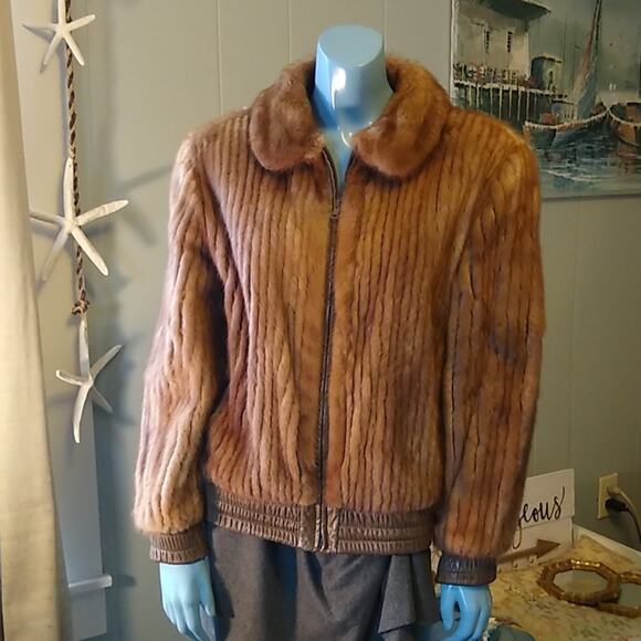 Saga Bemberg Pastel Mink Bomber - M - Picture 2 of 10